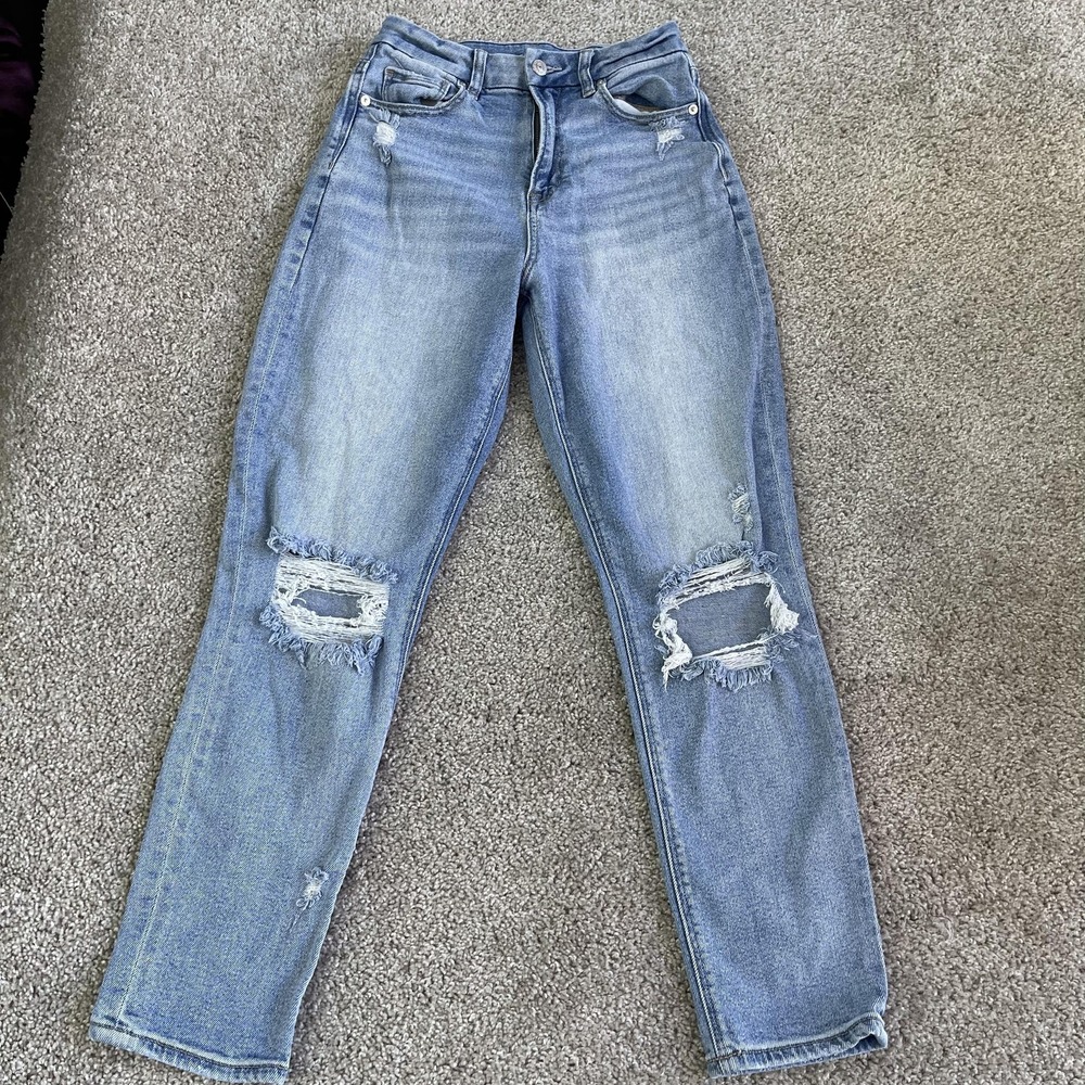 American Eagle Outfitters Jeans Womens 2 Light Blue Distressed Stretch Denim